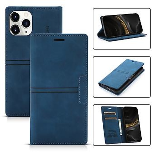 Dream Magnetiskt Läderfodral För iPhone 12 Pro Max (Blå)