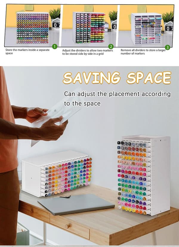 120-celle markørorganisator, stor kapacitet multi-rum desktop opbevaringsstativ 120 cells