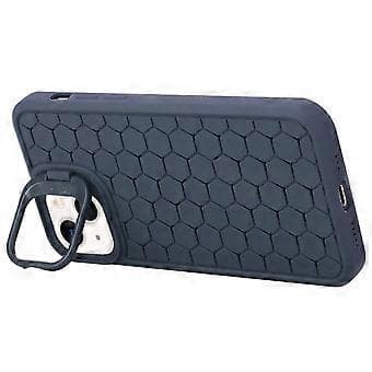 Kompatibelt magnetisk deksel til iPhone 14, honeycomb-tekstur, linseramme, støtte, TPU-telefondeksel (mørkeblå)