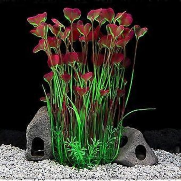 Store Akvarieplanter Kunstige Plast Fisketank Planter Dekoration Ornament til Alle Fisk (Lilla)