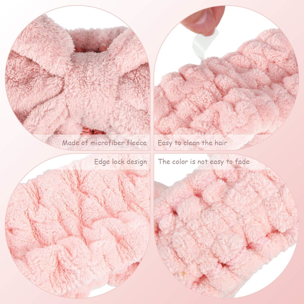 3-pack Handdukshuvudband för Kvinnor, Ansiktsrengöring & Makeup Spa Huvudband,*