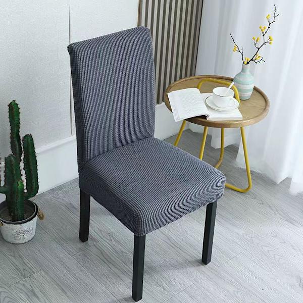 1PC Grå Matstol Överdrag Jacquard Stretch Avtagbar Tvättbar U