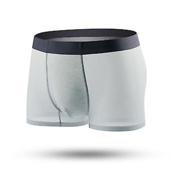 Uudet miesten alushousut, klassiset pehmeät hengittävät bokserit, silkkiset bokserit, terveyttä edistävät (L vaaleanharmaa)