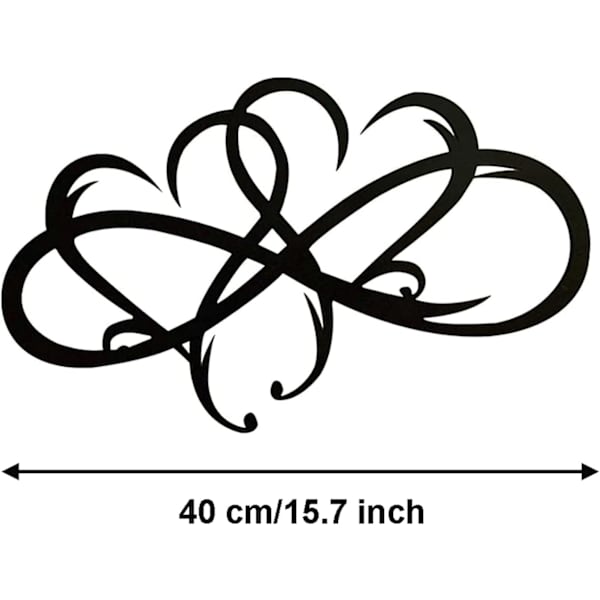 Dekoration av stål med oändligt hjärta, 40*25cm väggkonst i metall