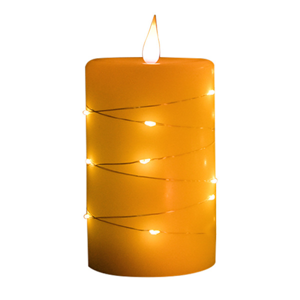 Flamlös LED-ljus med integrerade ljusslingor 3-delad LED-burk