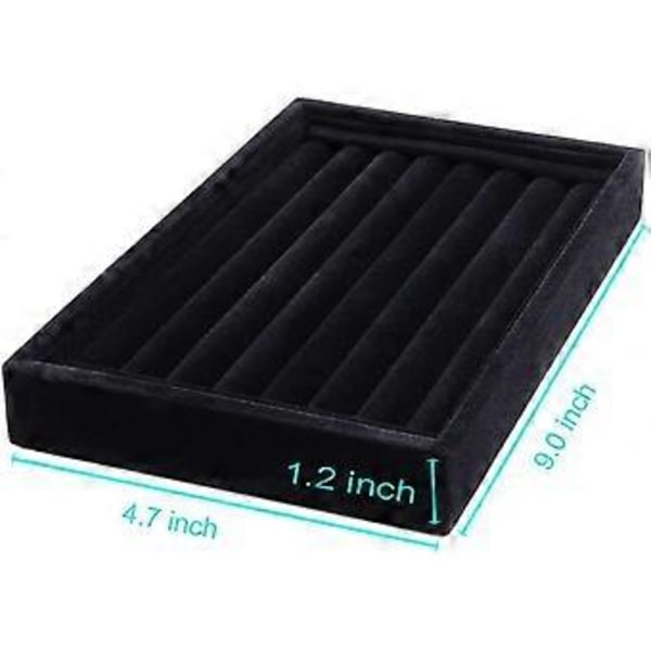 Velvet Smykkeopbevaringsbakke med 7 rum Manchetknapper Organizer Smykkeopbevaring (sort)