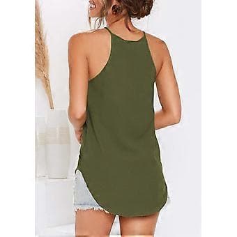 Damtoppar Ärmlösa Halter Racerback Sommar Basic T-shirts Cami Tanktoppar Strandblusar