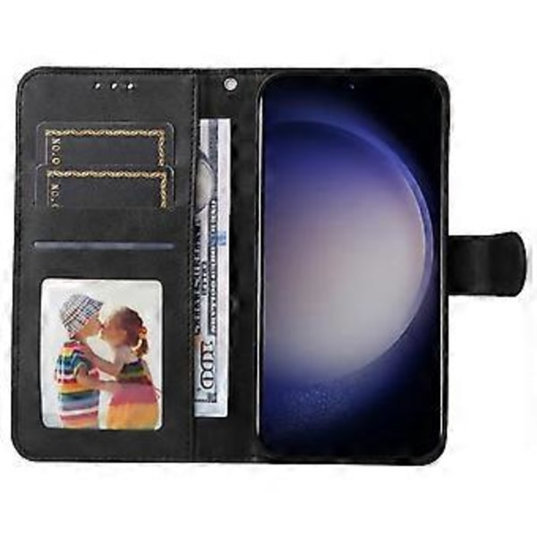For Samsung Galaxy S24 Etui i PU-lær med kalveskinnsstruktur, stativ og folio (Stil A)