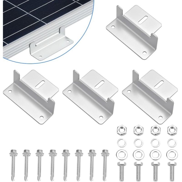 4 stk solcellepanel Z-festebrakett i aluminiumlegering