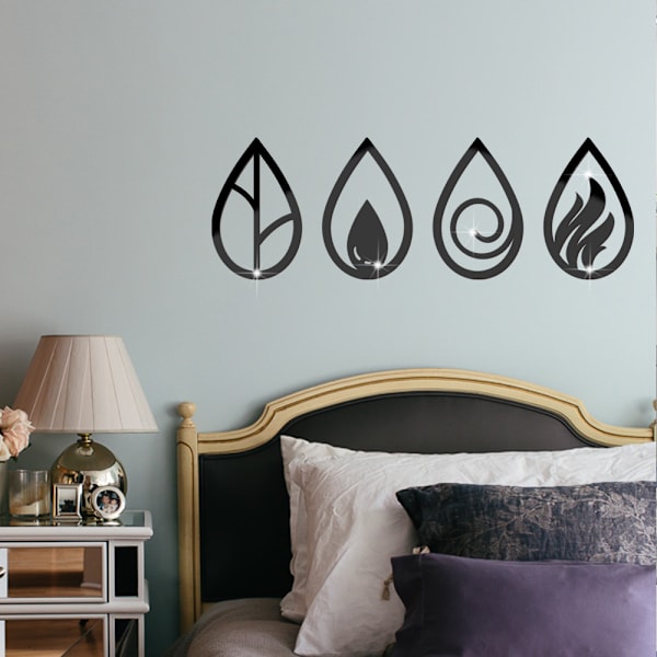 Metallisk veggdekor, Fire elementer, dekorativ boho-kunst for stue