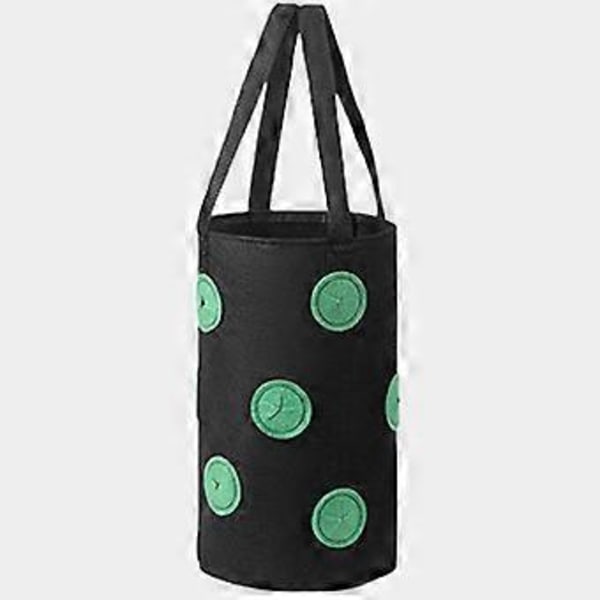 Dyrkningspose Holdbar Stor Kapacitet Non-woven Stof Hængende Jordbær Plantepottepose til Have Qinhai (Sort)