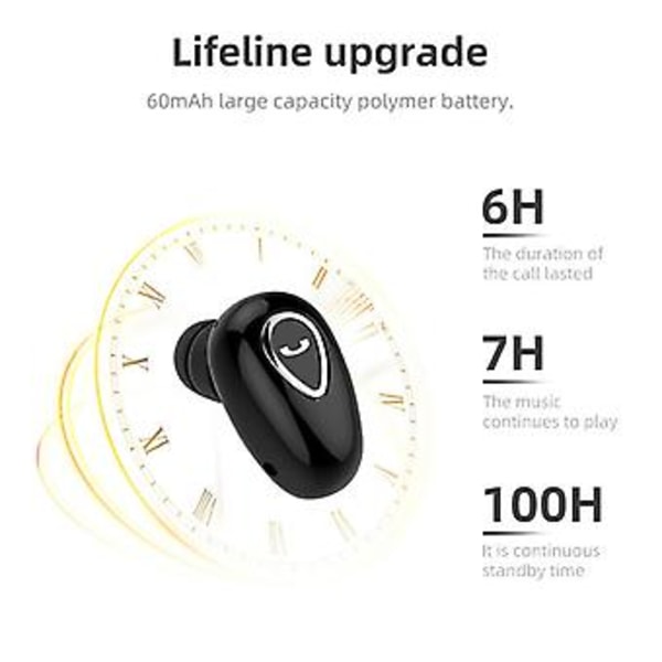 Mini Bluetooth 5.0 Headset TWS Trådløse Øretelefoner Stereo Hodetelefoner Ørepropper (Svart)