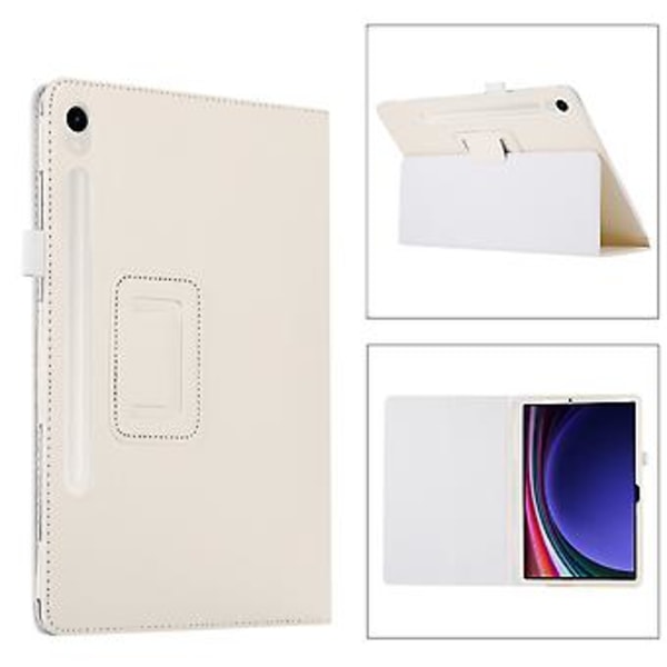 Tabletskal i Litchi-struktur för Samsung Galaxy Tab S9+ (Vit)