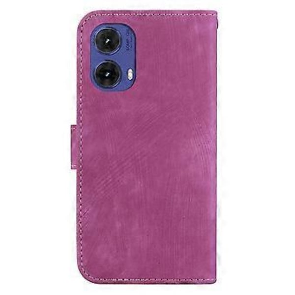 Embosset lærveske for Motorola Moto G85 (Rose Red)