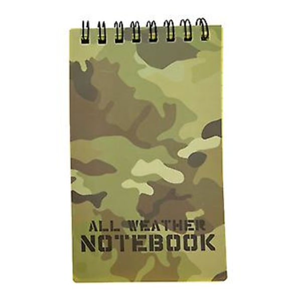 Vedenpitävä kierrevihko, säänkestävä muistilehtiö ulkoiluun, muistiinpanojen tekemiseen (Camouflage)