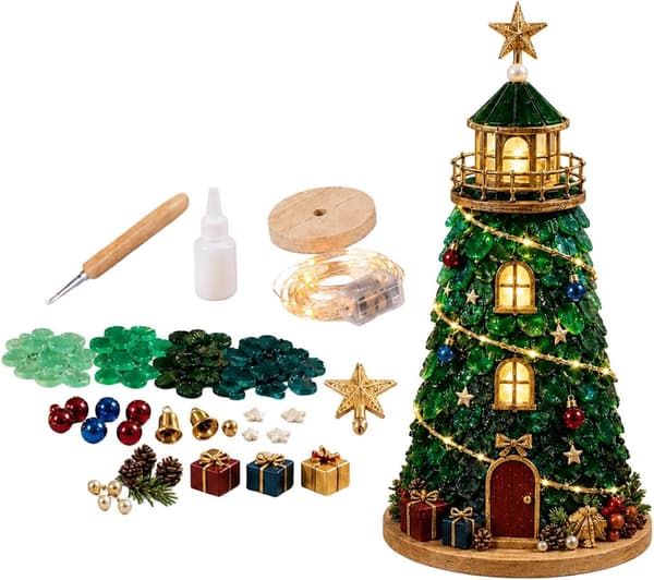 DIY Julefyr-sæt, 3D-oplyst fyr-julepyntssæt, Juletræ