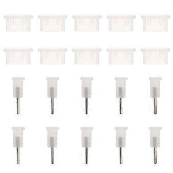 10 Paria USB Type-C Pölynkestäviä Suojapeitteitä Silikonista (Läpinäkyvä)