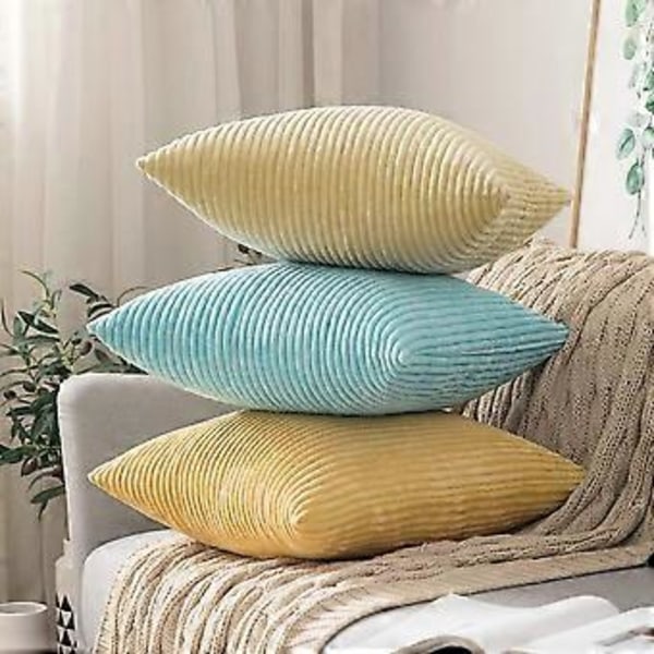 Dekorativa Kuddfodral, 2-pack, Corduroy, Mjukt, Enfärgat, 66 x 66 cm, Ljusblå