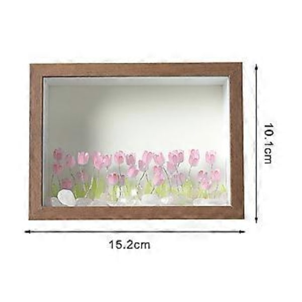 DIY Tulip Fotoramme Natlampe 10.1x15.2cm Robust Nem at Installere Romantisk (Pink Blomst Brun)