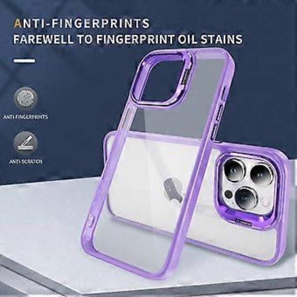 iPhone 14 Pro Skal med Linsram, Stativ, TPU+Akryl (Stil B)