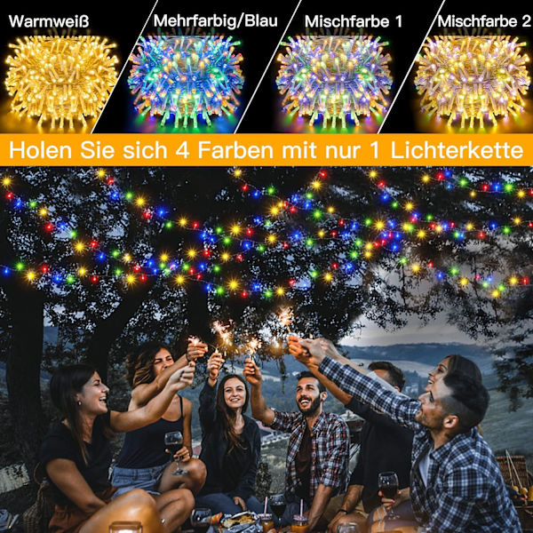 Ulkoilun keijut valot, 20M 200 LED ulkoilun keijut valot, lämmin valkoinen