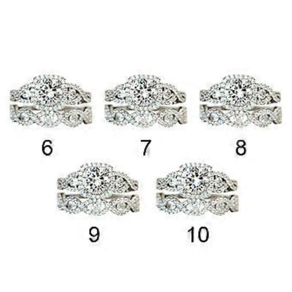 Mode 2 ST Kvinnor Labbskapad Diamantring Storlek 6-10 Smyckesgåva för Kvinnor Flicka Födelsedag Alla hjärtans dag (Storlek 7)