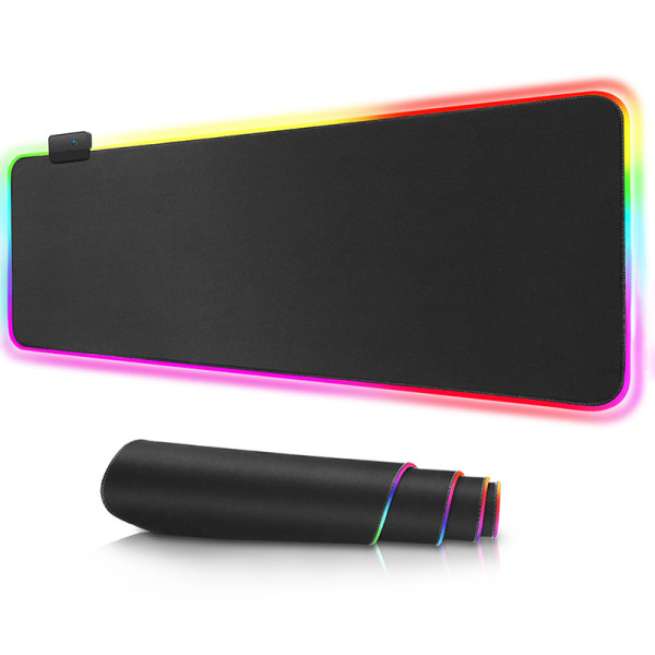 RGB Gaming-musmatta Stor, tjock (800×300×4 mm) XXL-storlek utökad LED-musmatta med halkfritt gummi