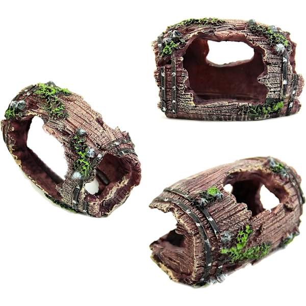 2 stk. Resin Cave Rock Dekorasjon Resin Broken Barrel Akvarium Akvarium Cave Decor Aquarium Resin Orn