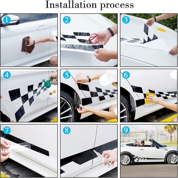 1 par vanntett grafisk stripe rutete racing flagg side stripe