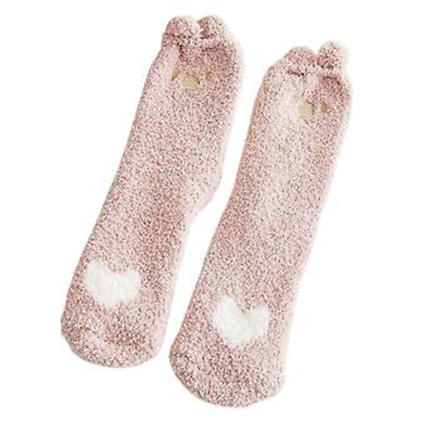 Mjuka och fluffiga julstrumpor för kvinnor, varma vinterstrumpor, julklappar (Rosa)