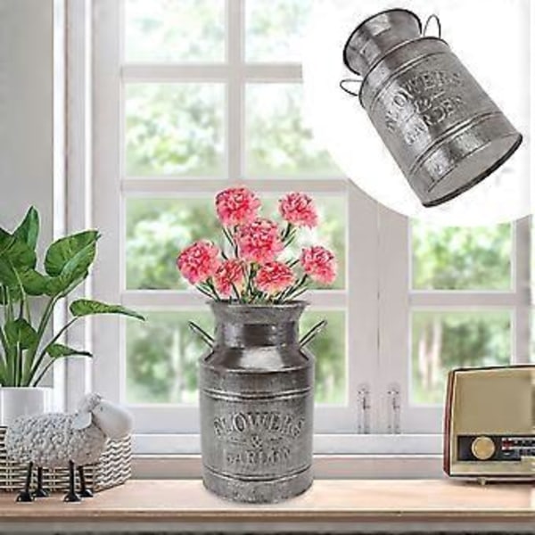 1 stk. Retro Jernplade Spand Blomsterarrangement Spand Blomstervase Udsmykningsrekvisitter