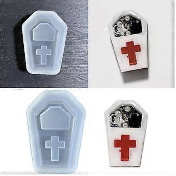 Halloween Kiste Resin Form Kors Kiste Flydesand Form Resin Kunst Håndværk DIY Håndlavet Smykkefremstillingsværktøj Silikoneform