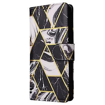 Marmor Bronse PU-etui for iPhone 14 Pro (Svart)
