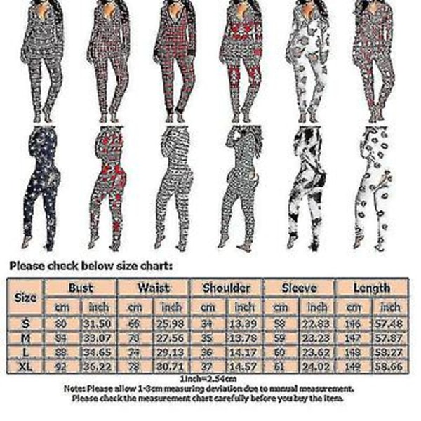 Dam Pyjamas Djur En Delad Juldräkt Jumpsuit Långärmad Nattkläder (S)