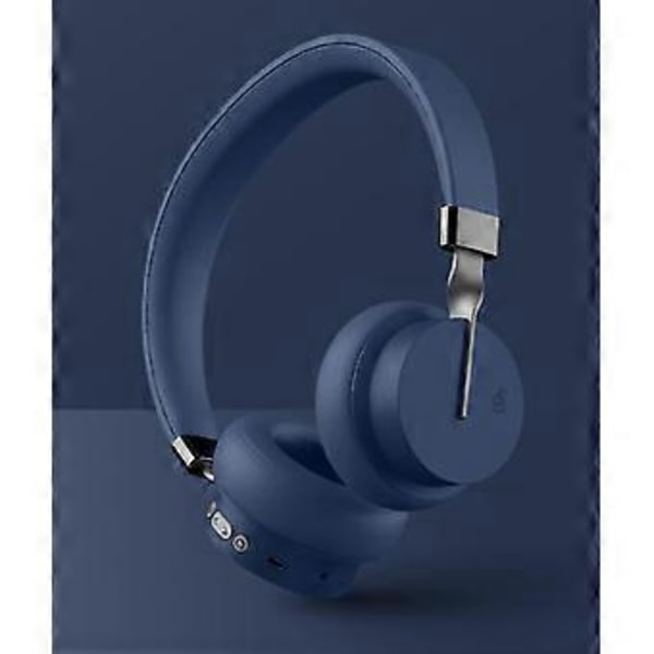 Bluetooth trådlösa hörlurar med mikrofon, on-ear hörlurar för smartphone laptop (Blå)