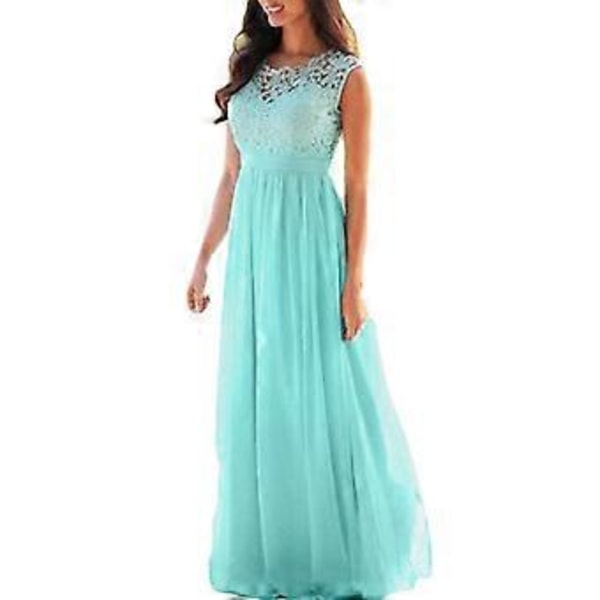 Stort Prisfald Ny Dame Blonde Elegant Bryllups Aftenkjole, Lang Afslappet Blondekjole, Brudepigekjoler, S-XXL (XL Grøn)