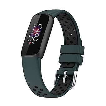 For Fitbit Luxe Silikonrem (Olivengrønn Svart)