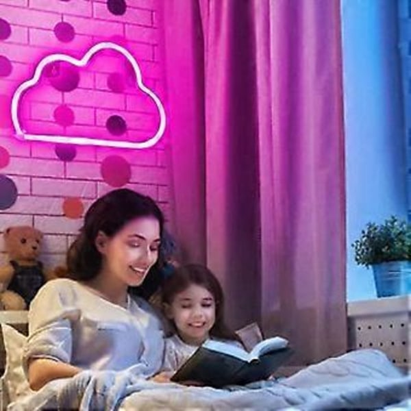 Cloud Neon Skilte, Neon Skilt til Vægdekoration, Neon Lys til Æstetisk Værelsesindretning, USB/Batteridrevet LED Neon Skilte til Soveværelse, Stue, Jul