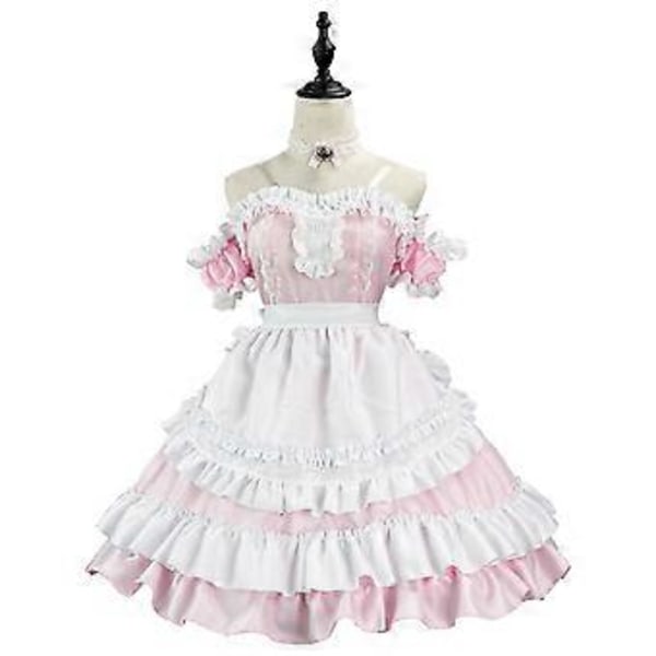 Naisten Söpö Lolita Mekko Viktoriaaninen Hihaton Pitsi Kerroksinen Piika Mekko Halloween Cosplay Asut (4XL)