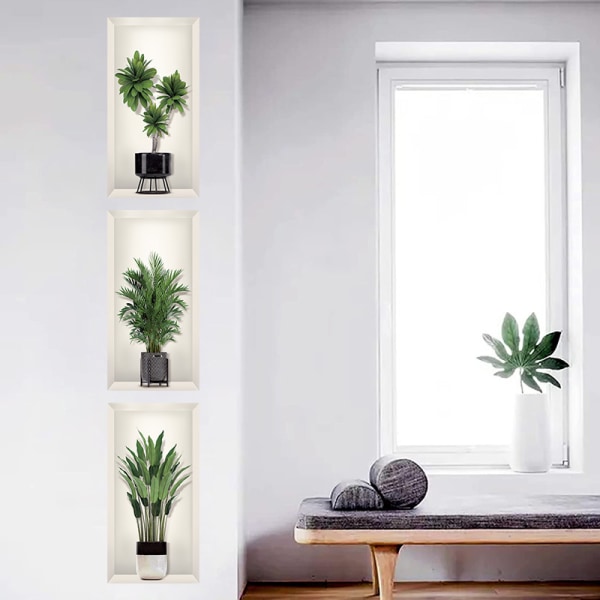 Plant wall stickers, living room green plant 3D wall stickers, PV