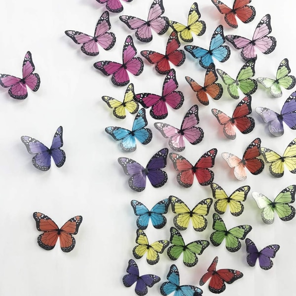 38 Pieces 3D Colorful Crystal Butterfly Wall Stickers with Adhesi