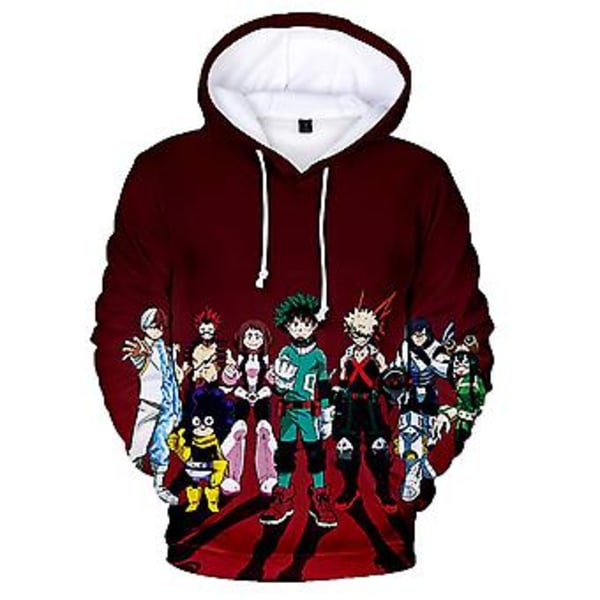 Voksen Unisex Herre Dame My Hero Academia 3D Trykk Hoodie Tegneserie Anime Casual Hettestroffe Hoody Topper Genser Gaver (2XL E)