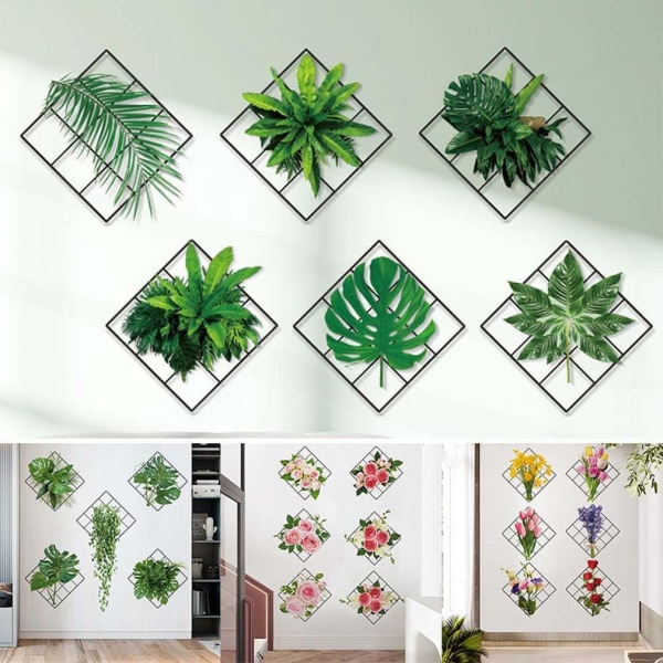 3D Green Plant Wall Sticker, Green Wall Decals Plants Leaves Wall