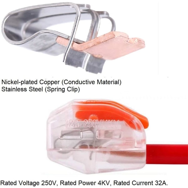 50 kpl Sähköliittimiä, Johtojen Nopea Liitäntäpääte, 3 T