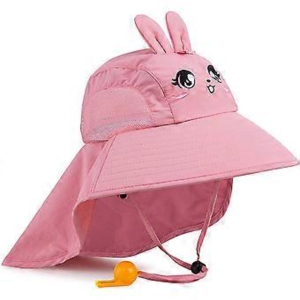 Solhat til børn med bred skygge, strandhat med mesh og justerbar hagestrop (Gul)(PINK)