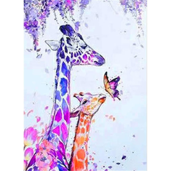 30 x 40 cm, girafe et papillon Diamond Painting Broderie Diaman
