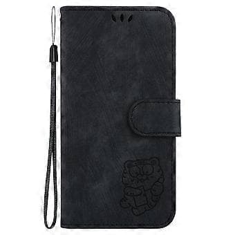 Embosset Lærveske For iPhone 12 mini (Svart)