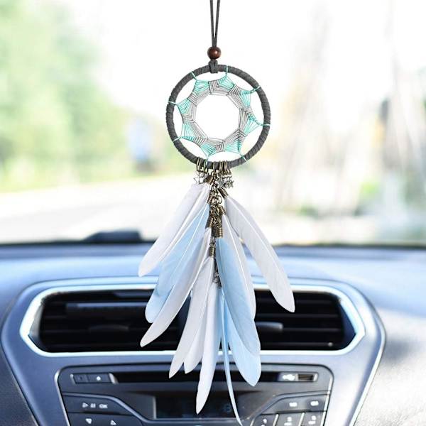 Drömfångare Handemade Dreamcatcher Grå Fjäder Väggdekoration Eller