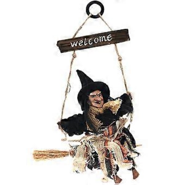 Kostumehekskostume Dekorationer Stråkost Heksetilbehør til Halloweenfest (WP2, Sort Hat Heks)