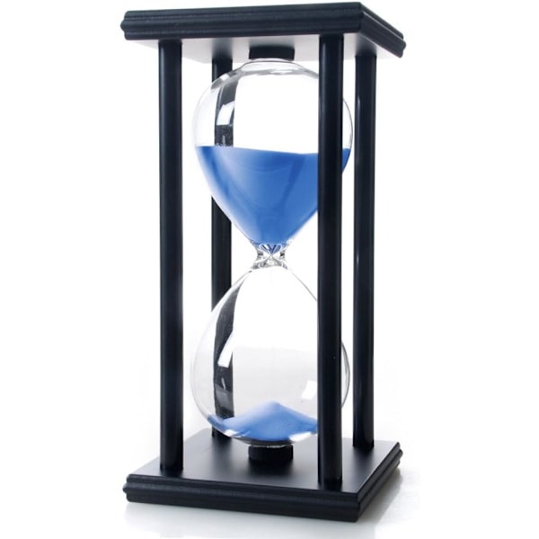 Blå 60 minutters træ sandsur, timeglas sandtimer